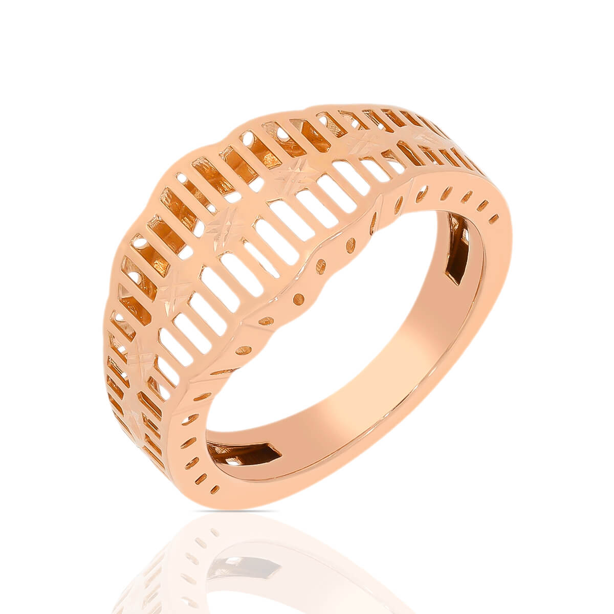 Luxurious Laser Crafted Rose Gold Band Ring with Free Gold Coin