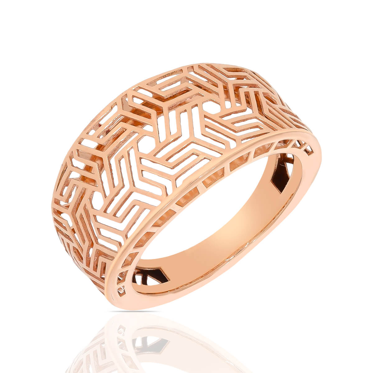 Glamorous Laser Engraved Rose Gold Band Ring with Free Gold Coin