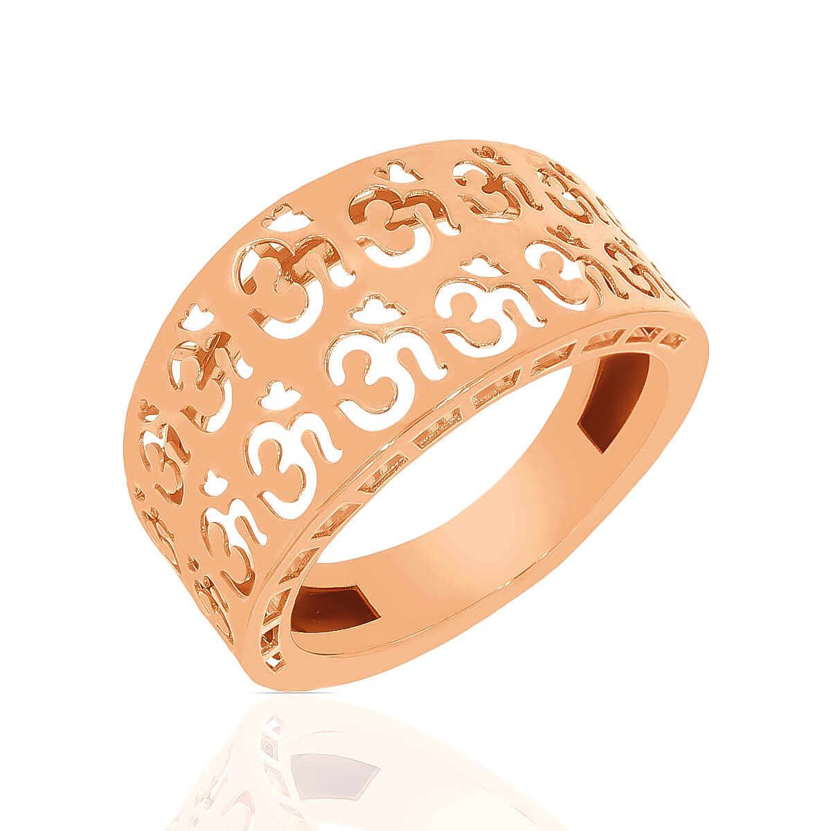 Laser-Crafted Om Rose Gold Band Ring with Free Gold Coin