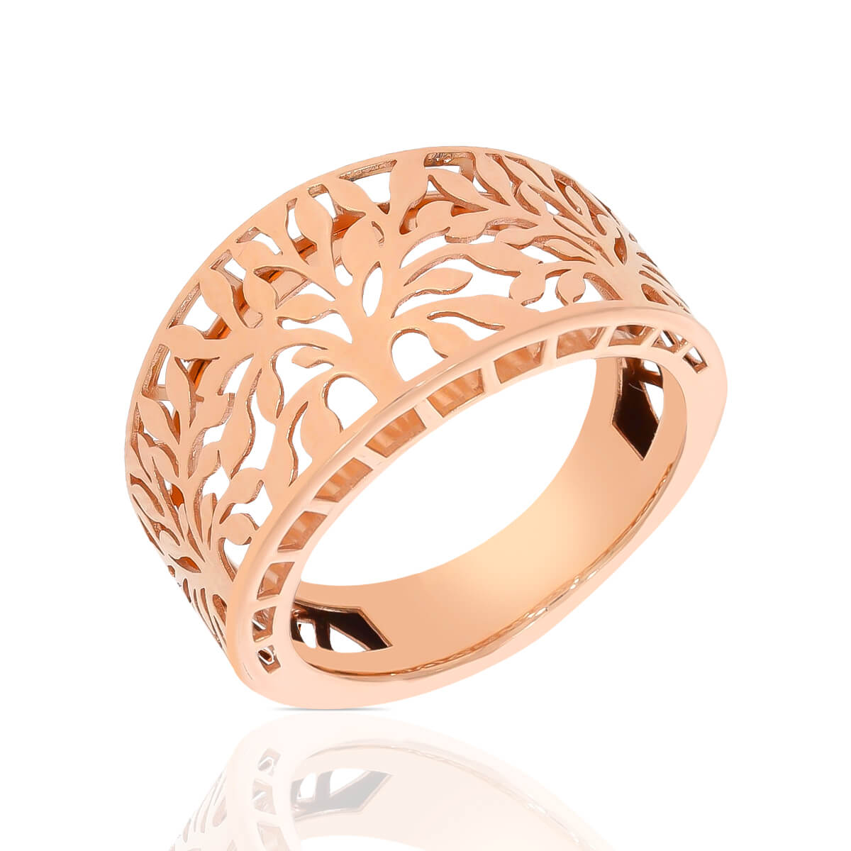 Golden Precision Laser Cut Perfection Rose Gold Ring with Free Gold Coin