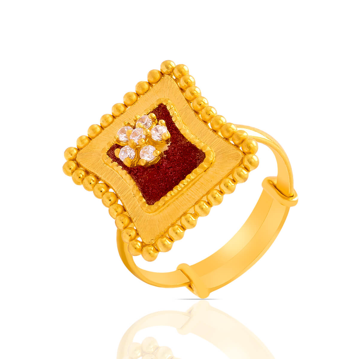 Lustrous Blooms Enamel and CZ Flower Ring with Free Gold Coin