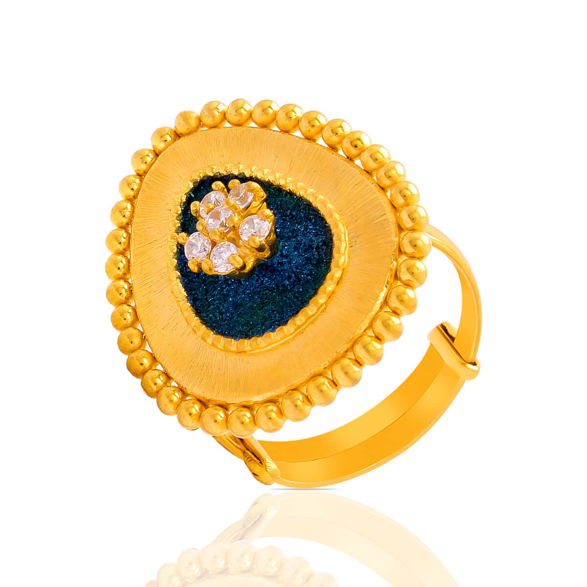 Petite Petals Enamel with CZ Flower Gold Ring with Free Gold Coin