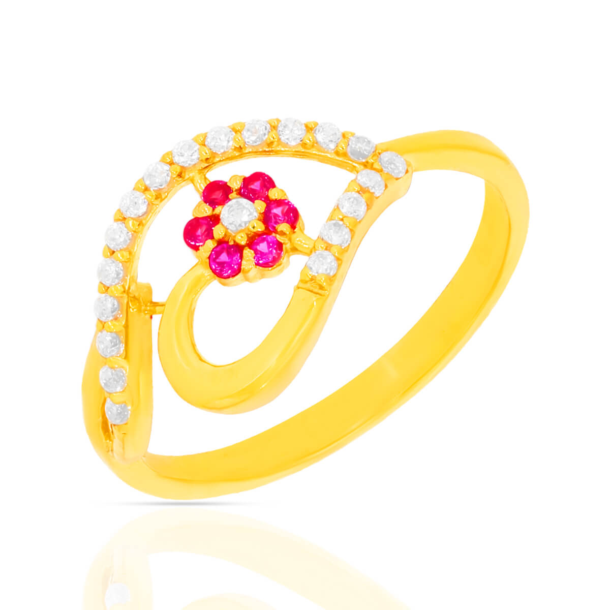 Dazzling Duo Color Stone and CZ Gold Ring with Free Gold Coin