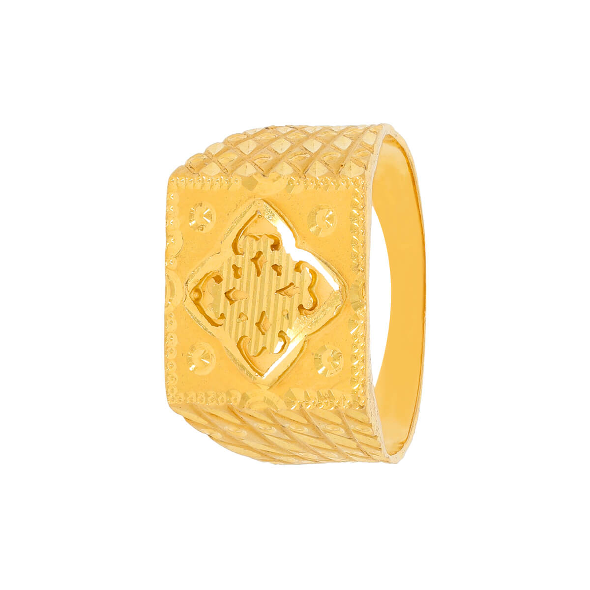 Square Textured Gold Ring For Men with Free Gold Coin