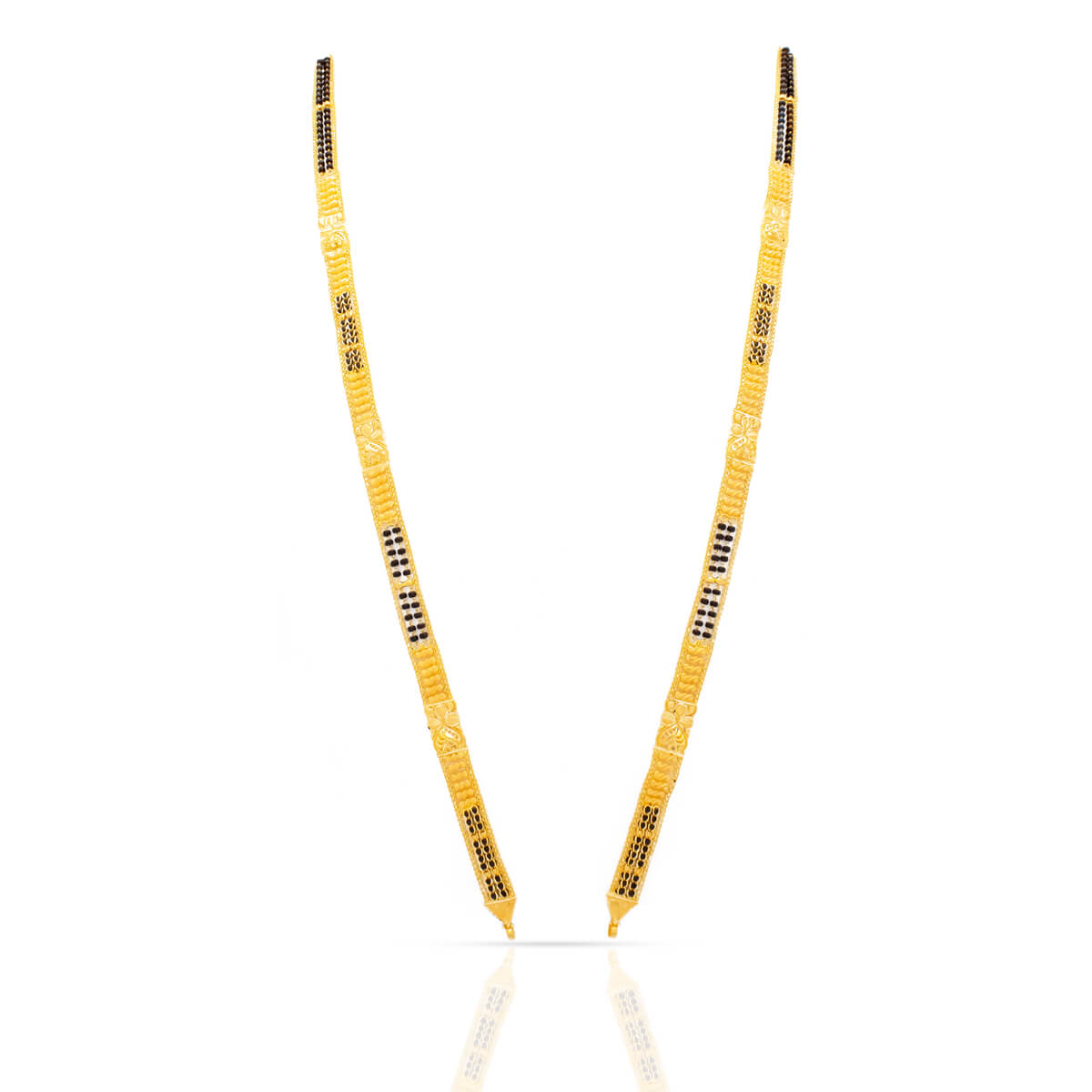 Timeless Gold Chain Patti Black Beads Mangalsutra with Free Gold Coin