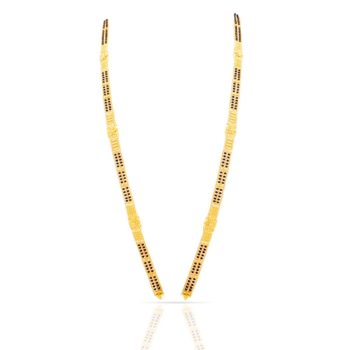 Exquisite Chain Patti Black Beads Gold Mangalsutra