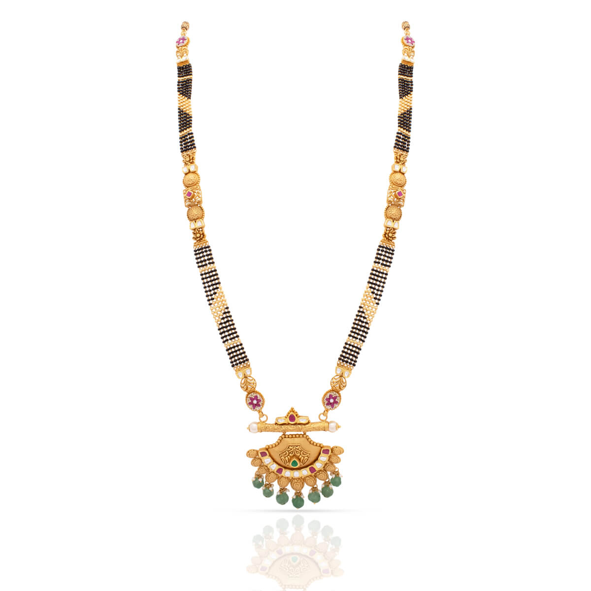 Timeless Kundan Gold Black Beads Mangalsutra with Free Gold Coin