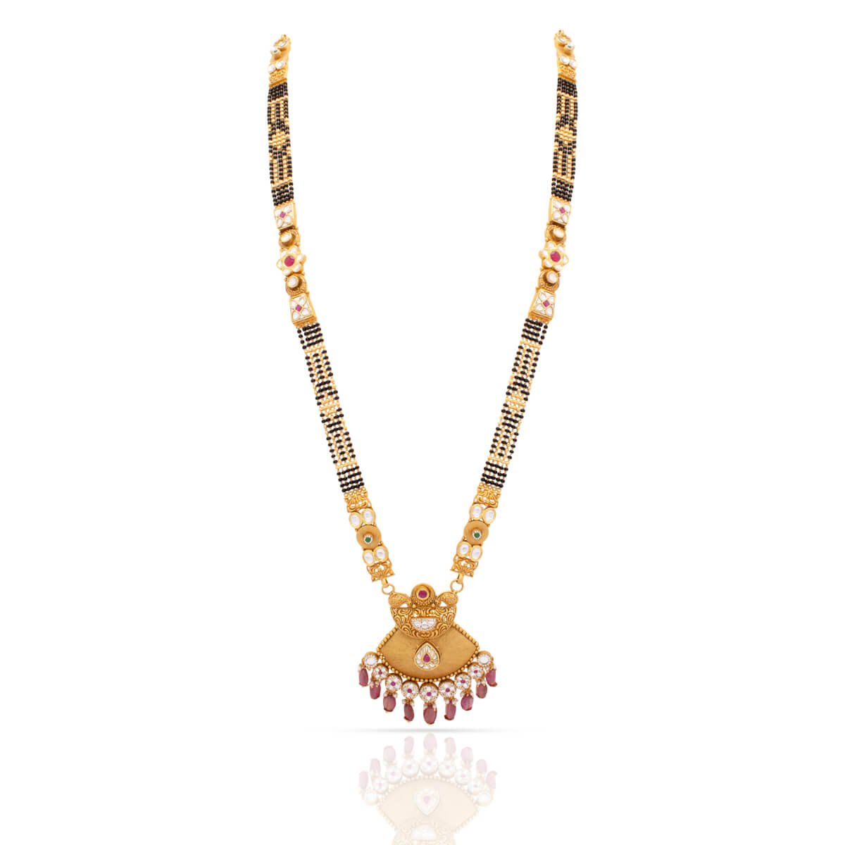 Antique Kundan Gold Black Beads Mangalsutra