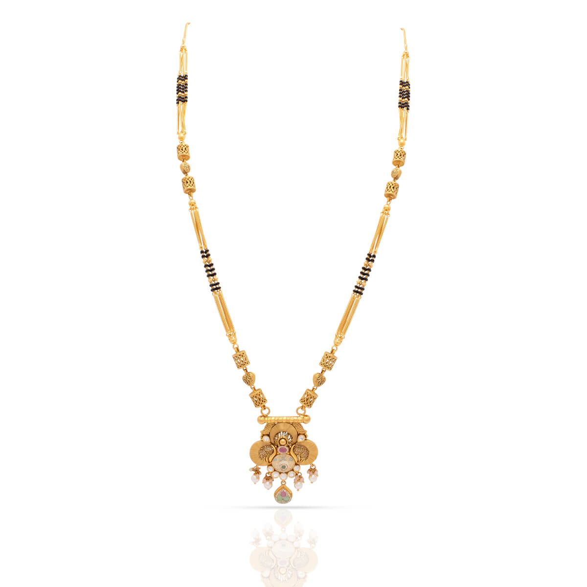 Antique Style Ethnic Kundan Gold Mangalsutra with Free Gold Coin