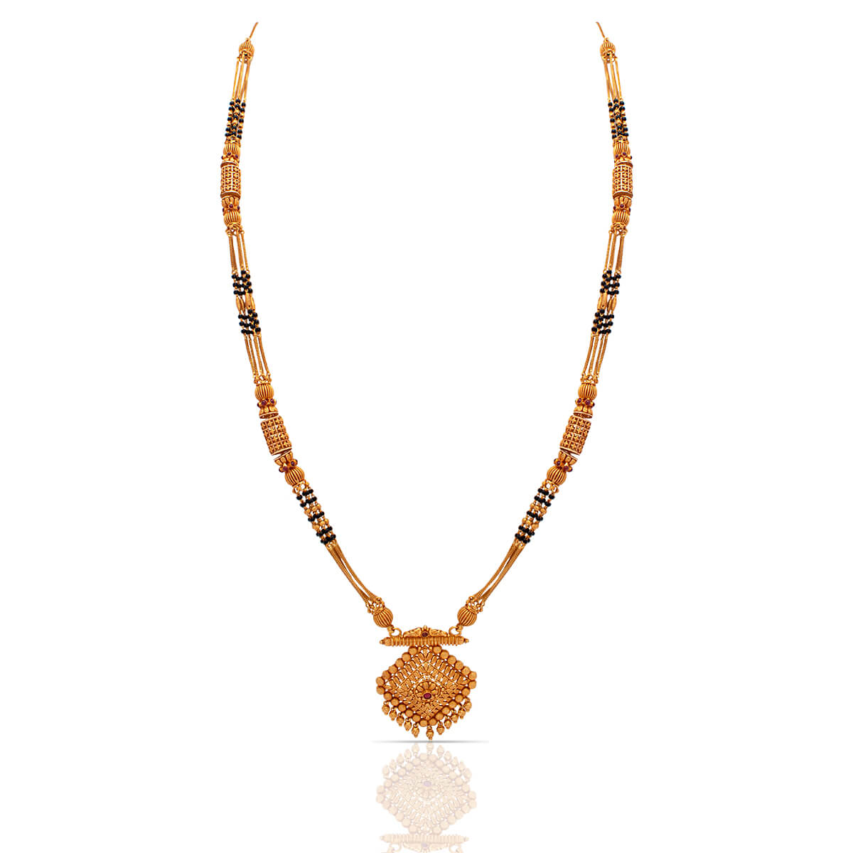 Classic Geru Polish Gold Mangalsutra with Free Gold Coin