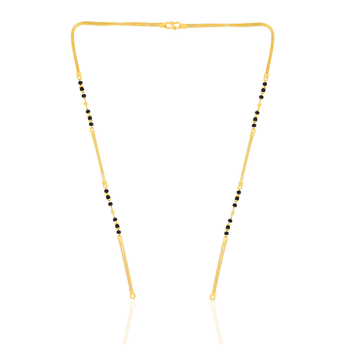 Gold Chain Patti Black Beads Mangalsutra with Free Gold Coin