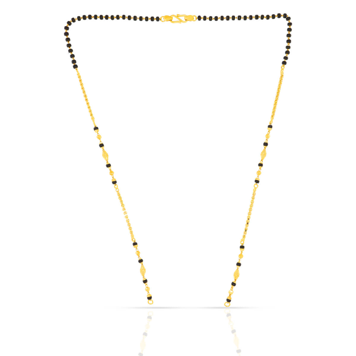 Stylish Gold Chain Black Bead Mangalsutra with Free Gold Coin