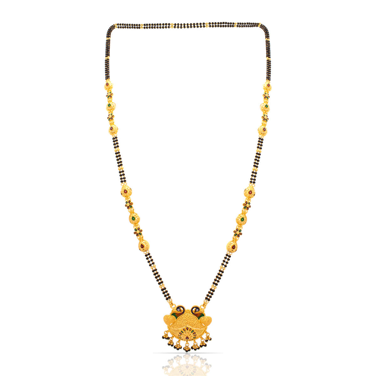 Graceful Splendor Enamel Peacock Gold Mangalsutra