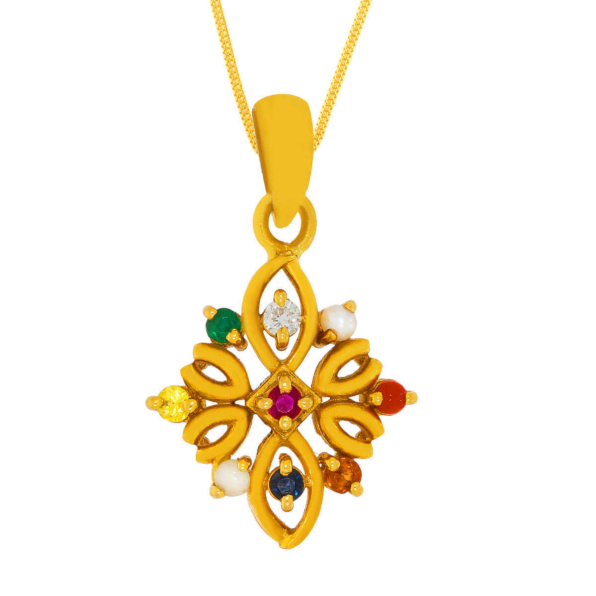 Colourful Gemstone Diamond Locket with Free Gold Coin