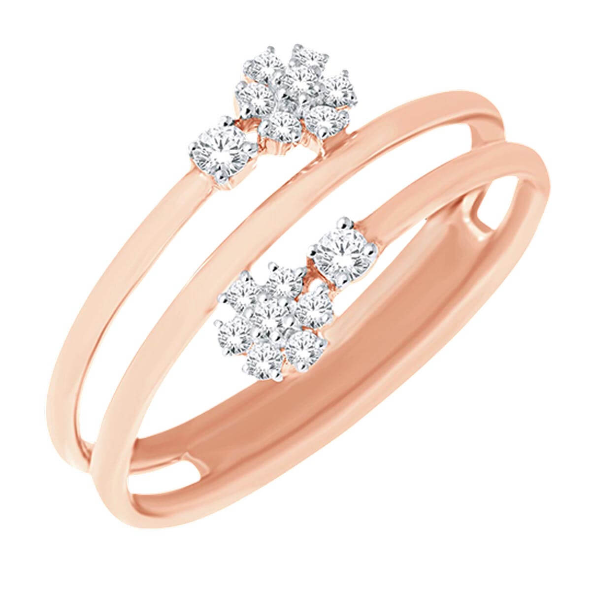 Crossed Twin Floral Diamond Ring