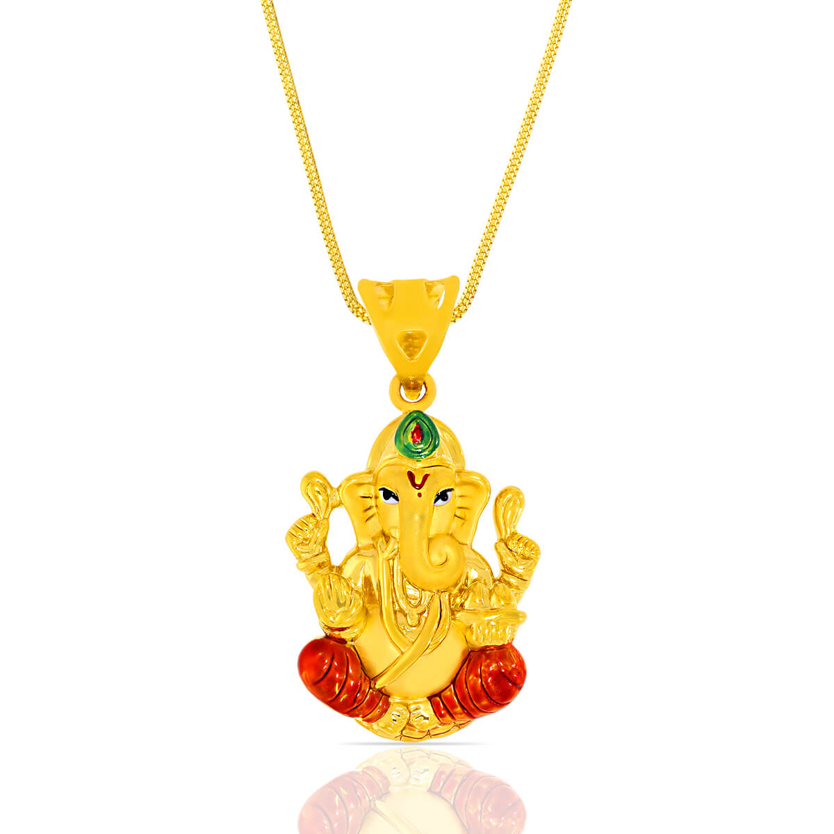 Divine Blessing Ganesh God Gold Pendant with Free Gold Coin