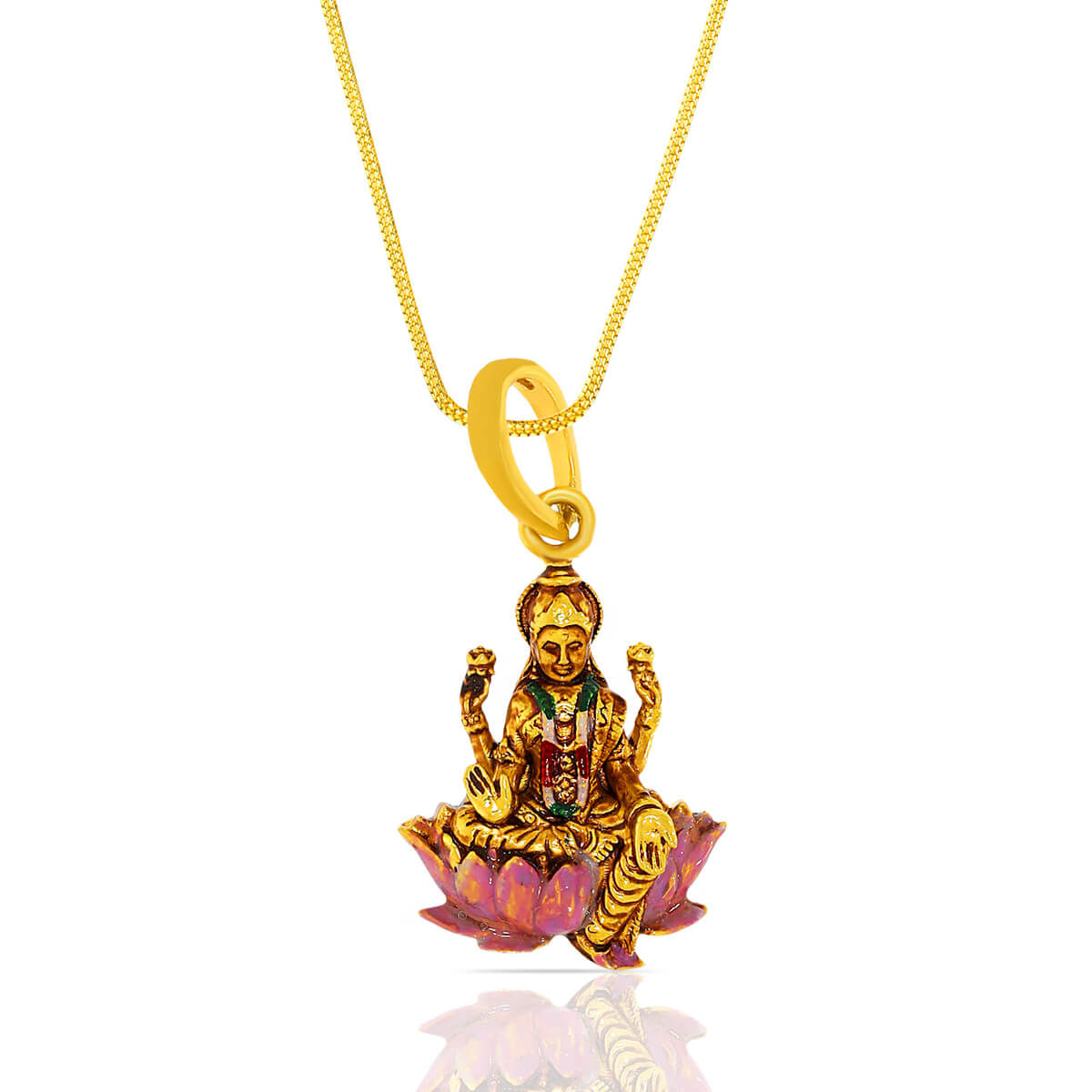 Golden Prosperity of Laxmi God Gold Pendant with Free Gold Coin