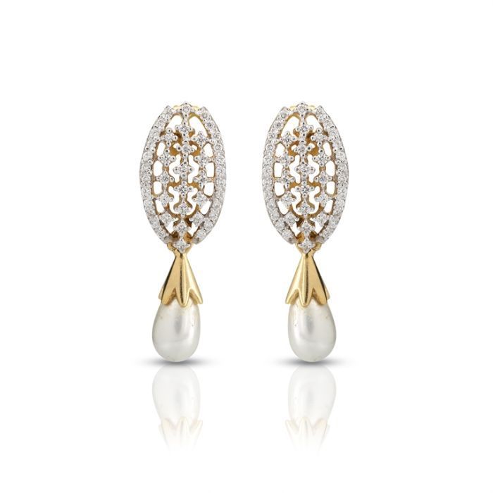 Dangle Pearl Diamond Earring with Free Gold Coin