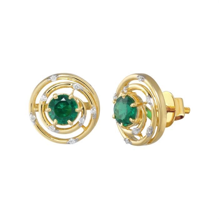 Bold Green Diamond Earring with Free Gold Coin